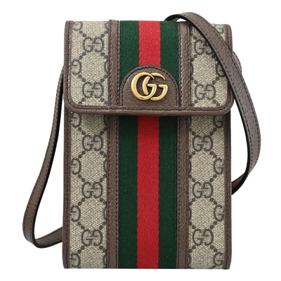 GUCCI 古馳 Ophidia金屬GG LOGO翻蓋手機包/迷你斜背包