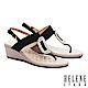 涼鞋 HELENE SPARK 璀璨晶鑽方飾釦羊麂皮T字楔型高跟涼鞋－黑 product thumbnail 1
