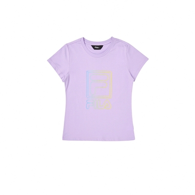 FILA KIDS 女童短袖圓領上衣-淺紫 5TEY-4912-PL