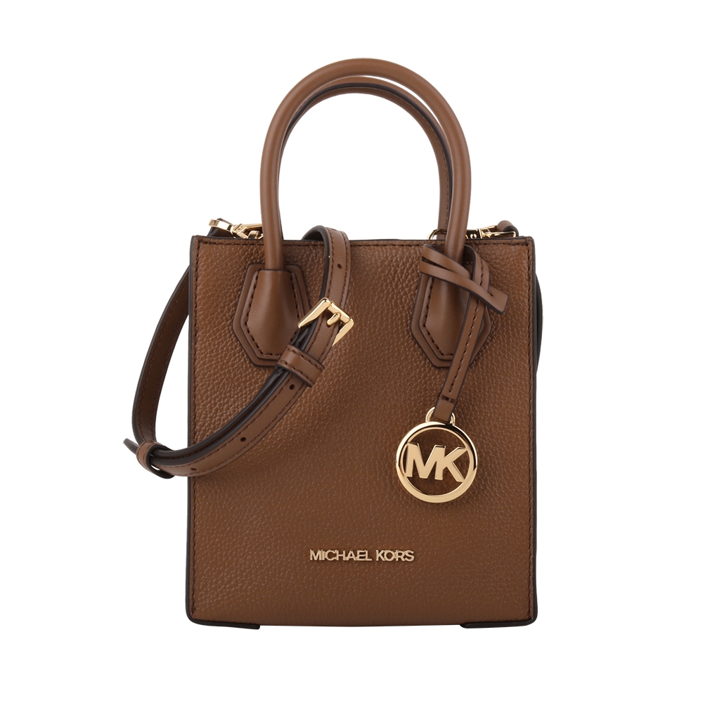 MICHAEL KORS  金字荔枝紋皮革手提/斜背手機包(駝色)