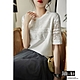 JILLI-KO 韓版氣質鏤空蕾絲拼接短袖上衣- 白色 product thumbnail 1