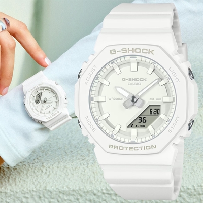 CASIO 卡西歐 G-SHOCK 時尚單色雙顯腕錶-白 母親節 禮物 40.2mm / GMA-P2100-7A