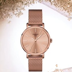 TISSOT 天梭 官方授權 Everytime 經典 雋永 時尚錶 玫瑰金色-T1432103333100