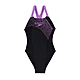 SPEEDO MEDLEY LOGO 女運動連身泳裝-游泳 競賽 SD81351816843 黑紫 product thumbnail 1