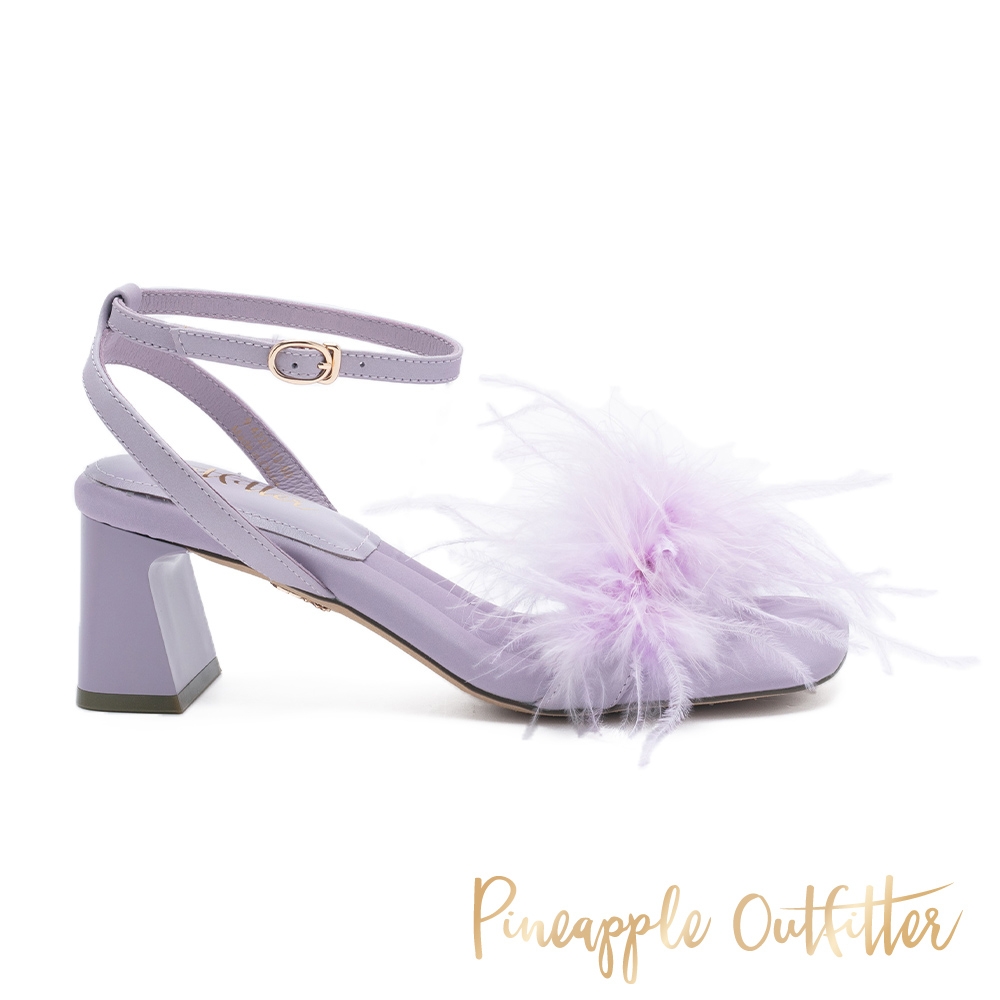 Pineapple Outfitter-INIGO 毛絨感美式繞脖涼跟鞋-紫色