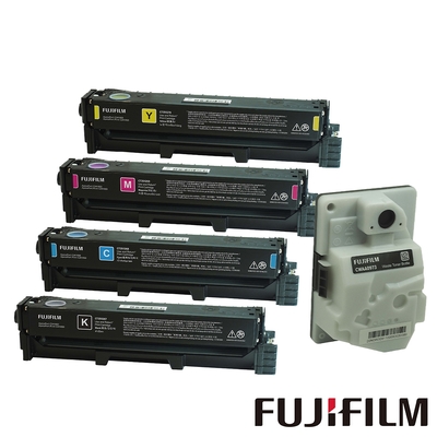 FUJIFILM富士CT351267-70+CWAA0973 原廠標準碳粉匣+碳粉回收盒(1黑1.5K+3彩1.5K+回收盒)