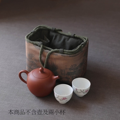 【原藝坊】復古風 加厚棉麻茶具收納包 布包 (大)清明上河圖