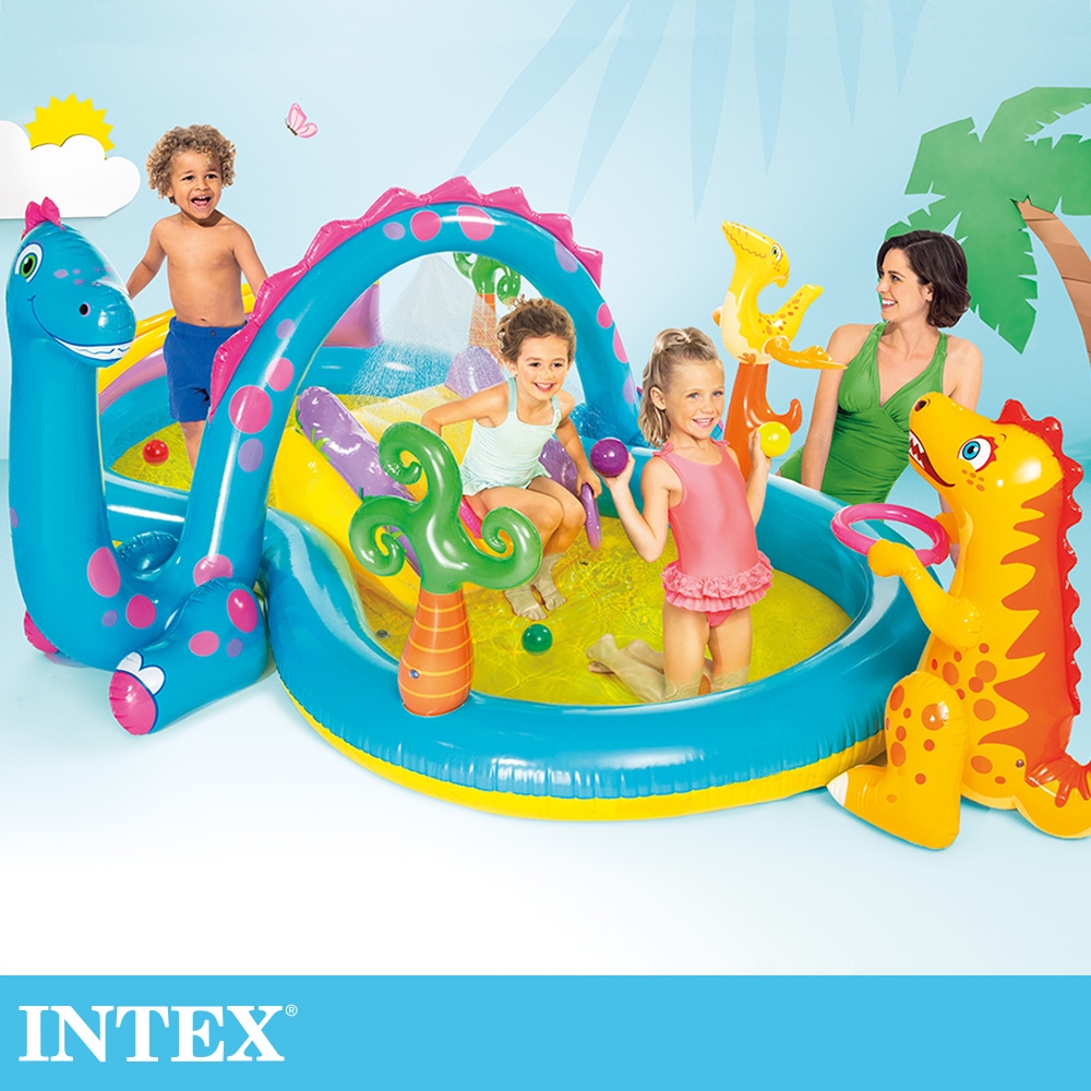 INTEX 恐龍遊樂園大型戲水池302x229x112x深14cm(290L)適2歲以上(57135)