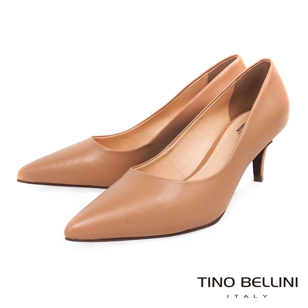 Tino Bellini 巴西進口優雅知性純色跟鞋 _ 奶茶色