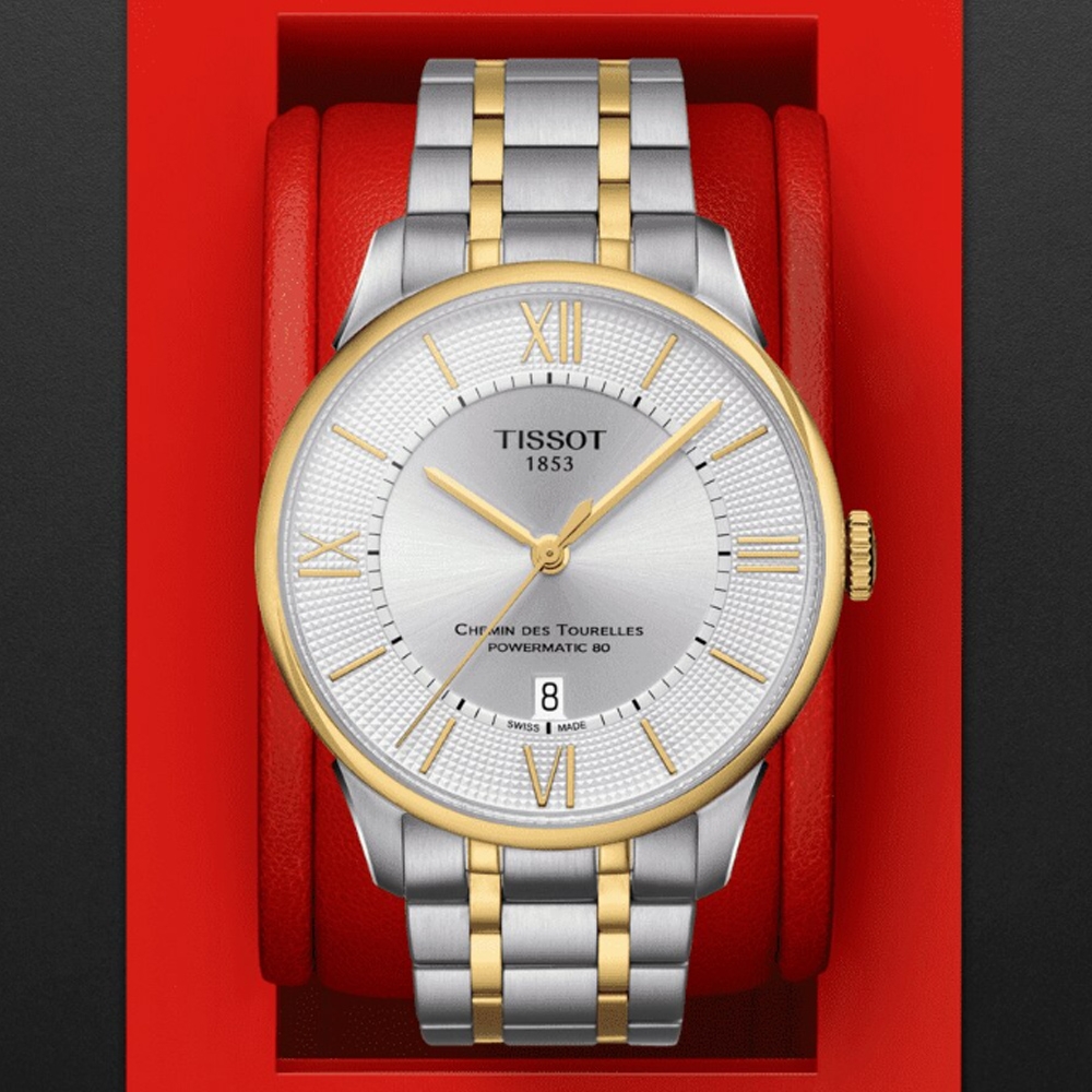 TISSOT天梭官方授權杜魯爾系列典雅羅馬機械腕錶-金女神節42mm