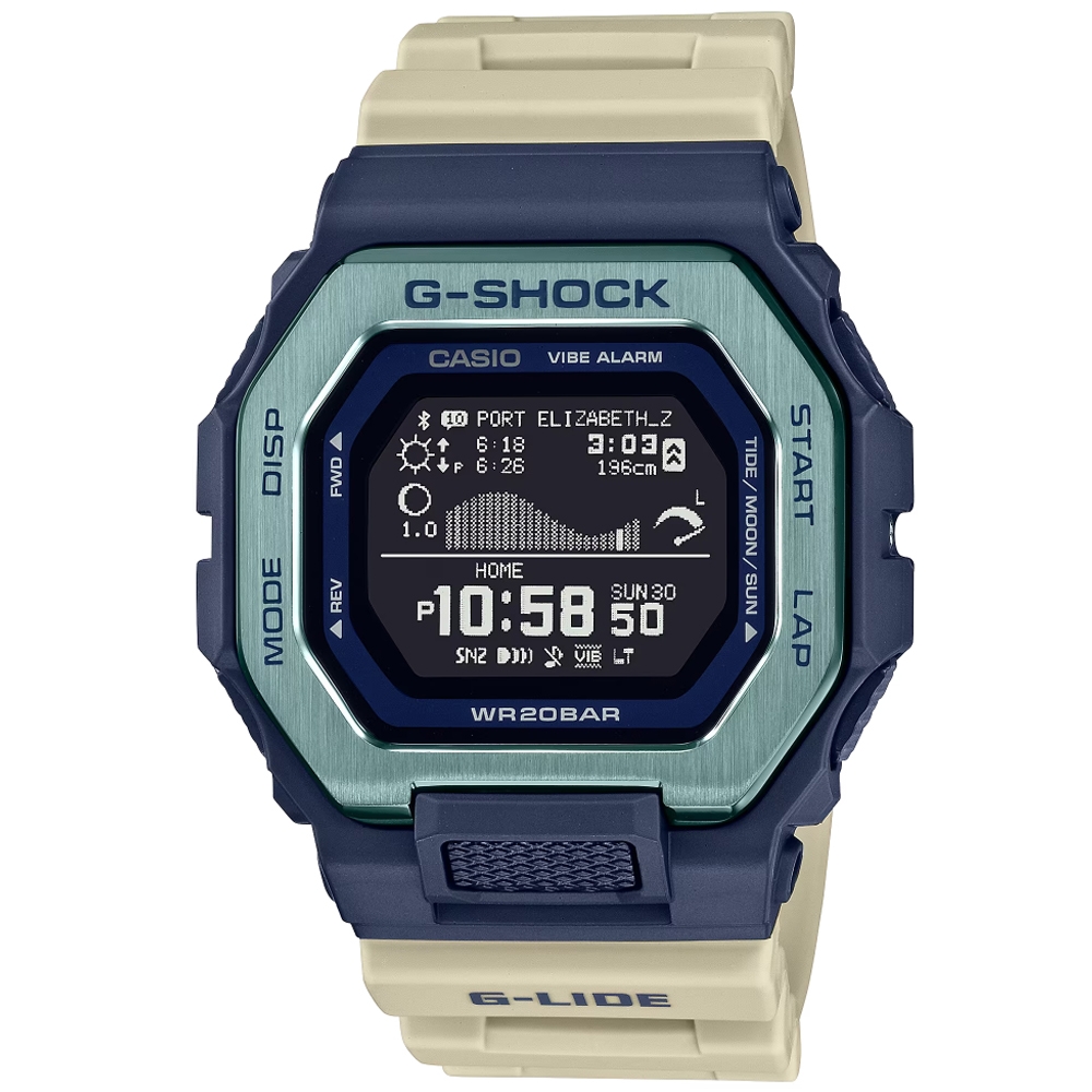 CASIO 卡西歐 G-SHOCK 藍牙連線 浪湧狂潮電子腕錶 母親節 禮物 50.9*46mm / GBX-100TT-2
