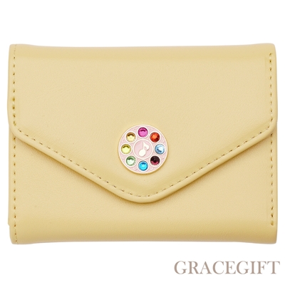 【Grace Gift】小魔女DoReMi聯名-精靈蕾蕾三折短夾 黃