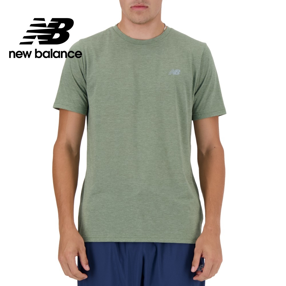 【New Balance】 吸濕排汗短袖上衣_男性_綠色_MT41070DHO