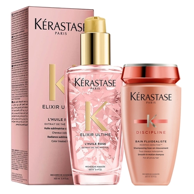 kerastase卡詩 花漾護色金緻組(柔舞絲光髮浴250ml+花漾粉柔馭露100ml)