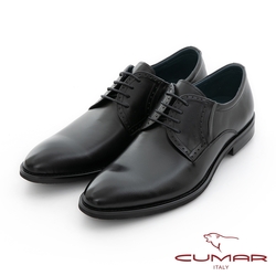 【CUMAR】減壓避震 簡約時尚綁帶英倫德比鞋-黑