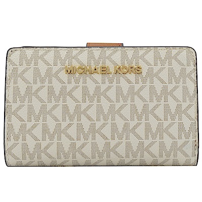 MICHAEL KORS JET SET PVC經典中夾(白/咖)