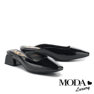 拖鞋 MODA Luxury 簡約時尚U型剪裁穆勒高跟拖鞋－黑