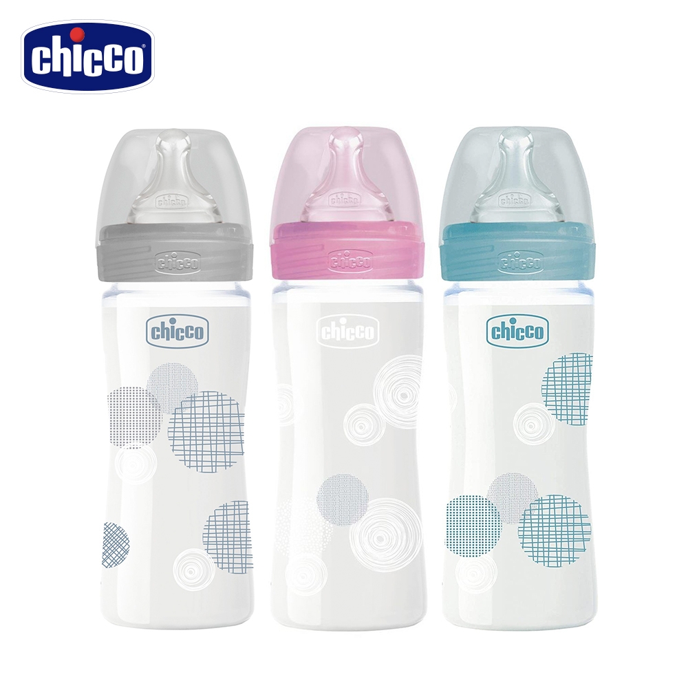 chicco-舒適哺乳-防脹氣玻璃奶瓶240ml-3色