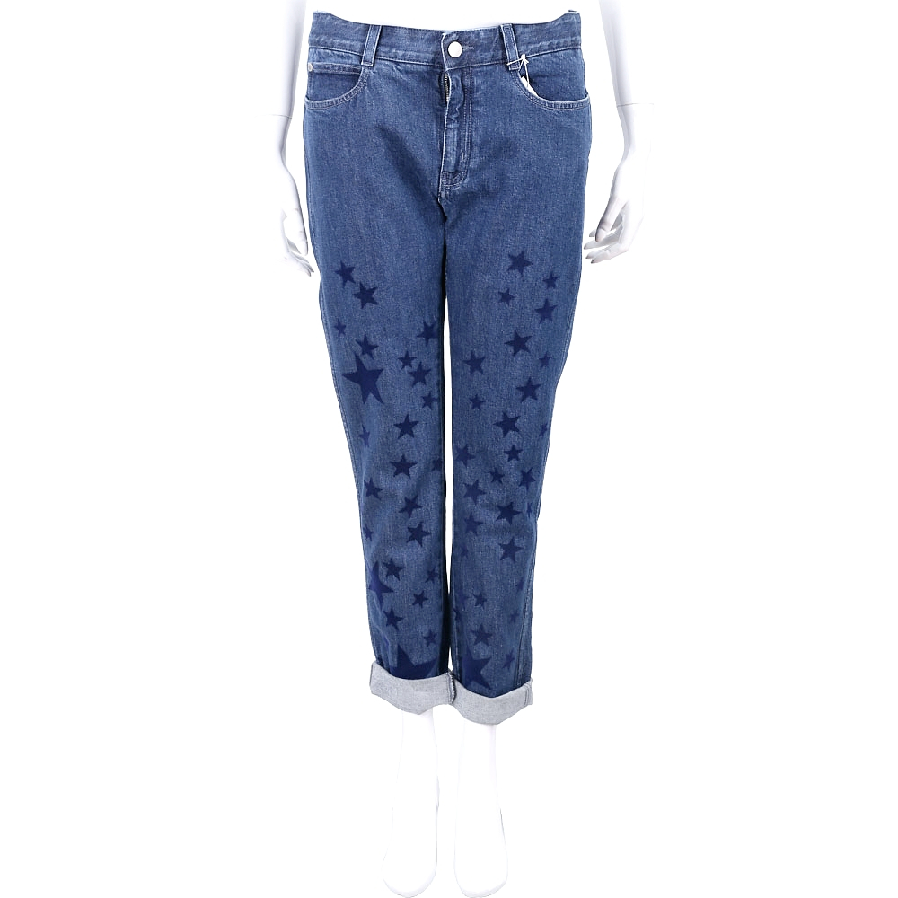 Stella McCartney 絨布星星補丁貼深藍色牛仔男友褲