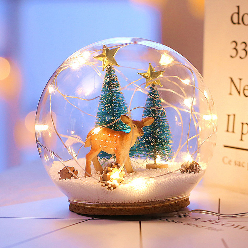 Isfun 夢幻水晶球聖誕雪花情境玻璃球燈小鹿 檯燈照明 燈飾 Yahoo奇摩購物中心