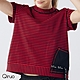 【Qiruo 奇若名品】專櫃紅黑線條短袖圓領造型T(黑色造型口袋女裝服飾上衣2107A) product thumbnail 1