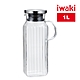 【iwaki】耐熱玻璃不鏽鋼系列玻璃把手方形耐熱玻璃水壺-1L product thumbnail 1