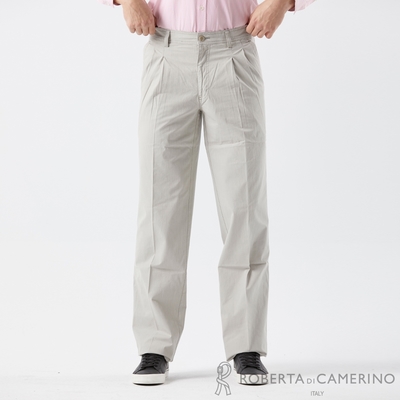 【ROBERTA 諾貝達】男款 頂級皮馬棉米灰色休閒長褲(義大利原裝進口)
