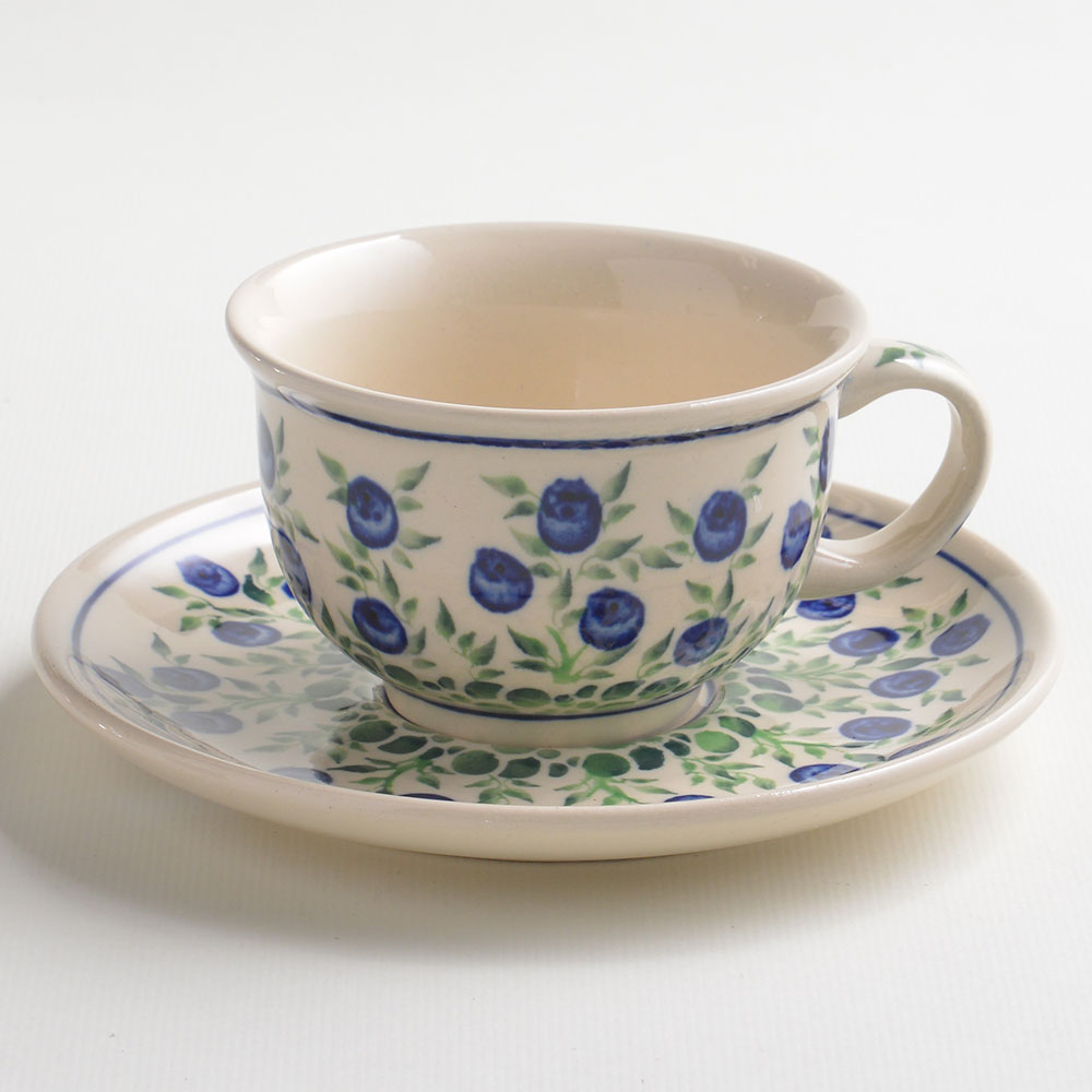 波蘭陶 粉紫浪漫系列 花茶杯盤組 220 ml 波蘭手工製