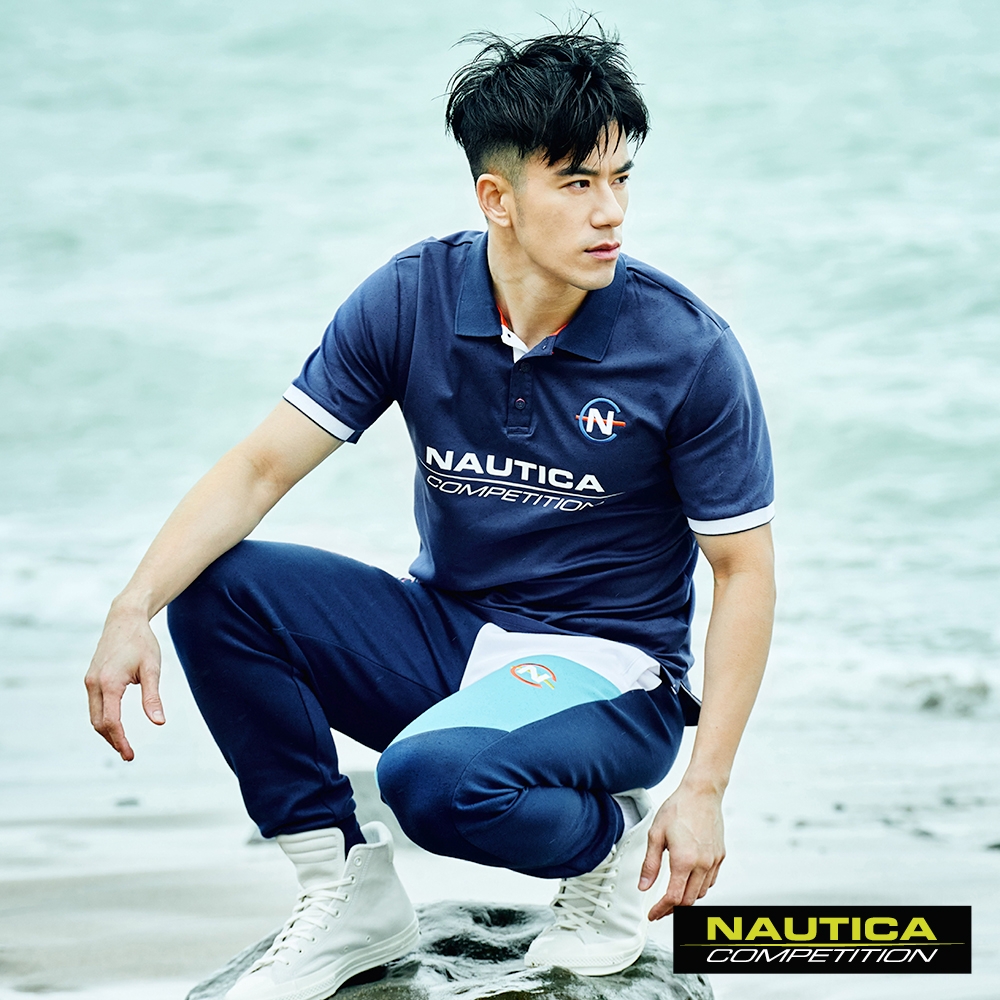 Nautica COMPETITION男裝簡約LOGO舒適短袖POLO衫-藍