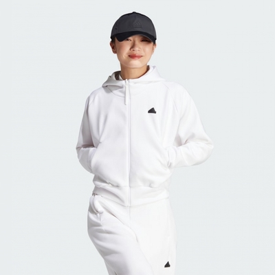 adidas 外套 女款 運動連帽外套 W Z.N.E. FZ 白 IN5133