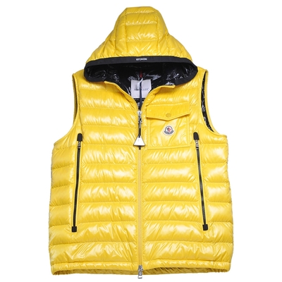 MONCLER RAGOT GILET 系列經典羽絨車縫中性款連帽背心(黃色系)