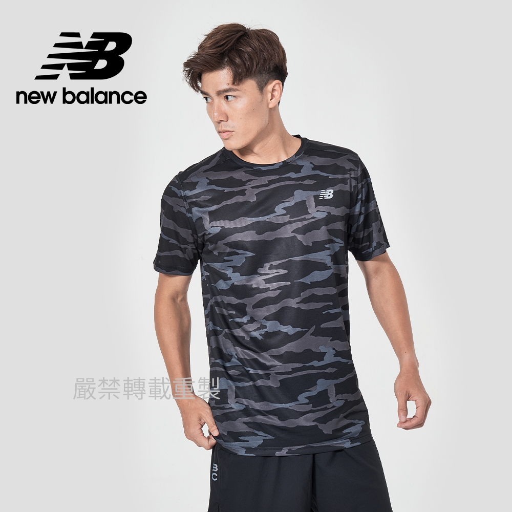 【New Balance】DRY運動短袖上衣_男性_黑迷彩_AMT03204CMO