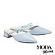 穆勒鞋 MODA MODAY  韓系簡約兩穿繫帶尖頭低跟穆勒拖鞋－藍 product thumbnail 1