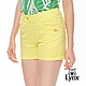 【Lynx Golf】女款素色褲口反摺款後袋Lynx 71繡花休閒短褲-黃色 product thumbnail 2