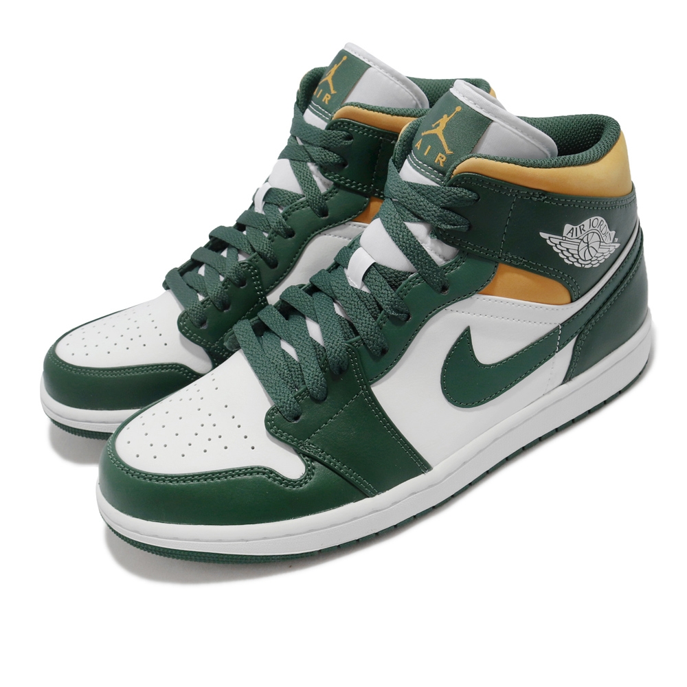 Nike 休閒鞋Air Jordan 1代Mid 男鞋AJ1 喬丹傳奇NBA 超音速隊黃綠