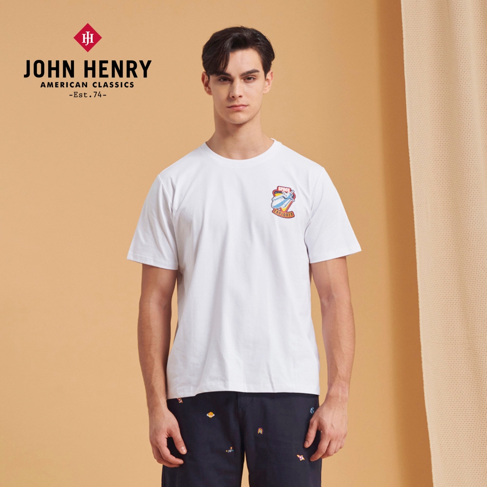 JOHN HENRY 火箭探險LOGO短袖T恤-白色