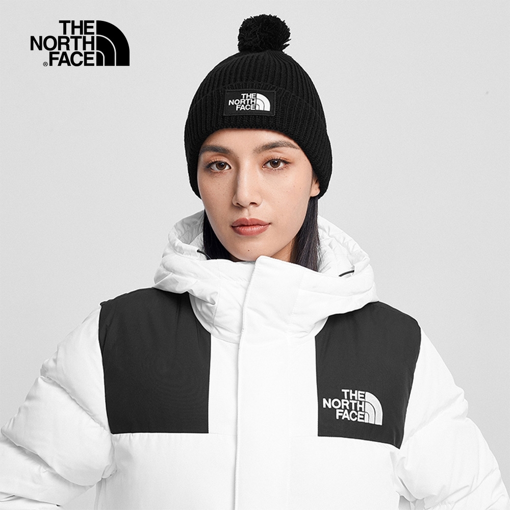 The North Face北面男女款黑色舒適保暖毛球針織帽｜3FN3JK3
