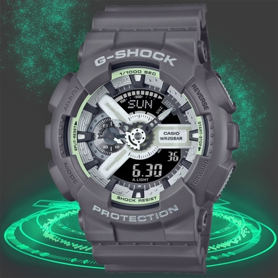 CASIO 卡西歐 G-SHOCK 時尚深灰 雙顯腕錶 母親節 禮物 51.2mm / GA-110HD-8A