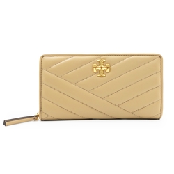 TORY BURCH Kira Chevron 皮革斜縫拉鍊長夾(沙)