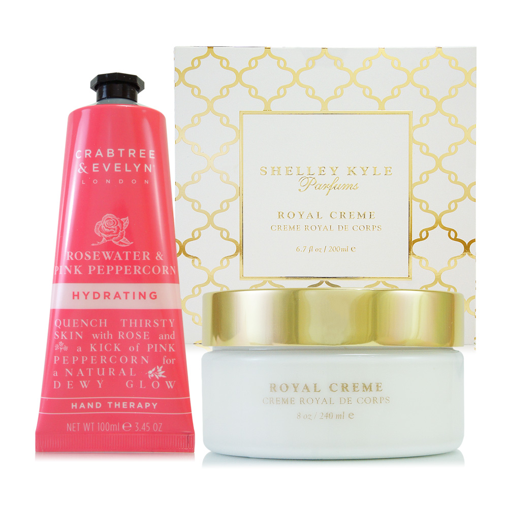 Crabtree & Evelyn瑰珀翠玫瑰粉椒護手霜100g+雪莉凱香水體霜200ml