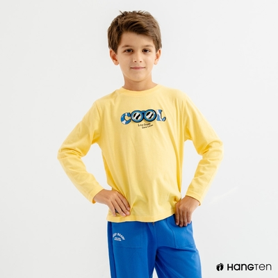 Hang Ten童裝-Big Blue有機棉海洋風格長袖T恤(黃色)