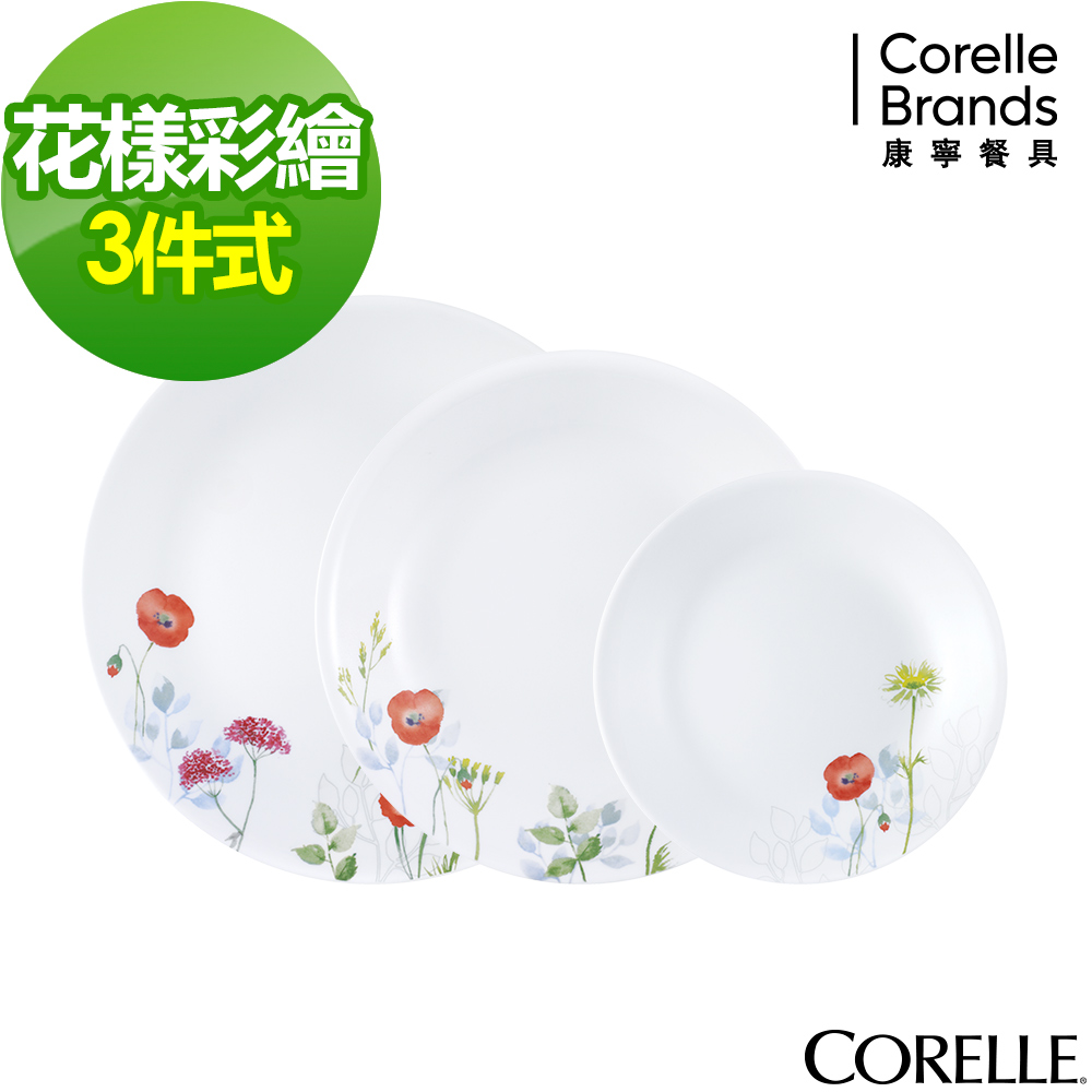 【美國康寧】CORELLE花漾彩繪3件式餐盤組(301)