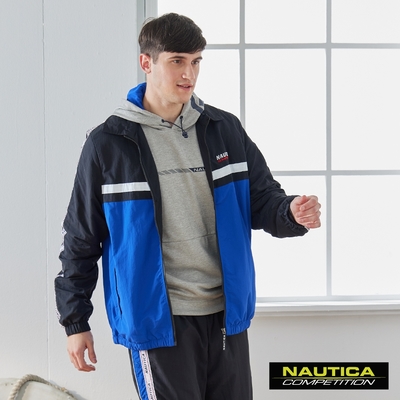 Nautica男裝 COMPETITION休閒撞色拼接襯衫式外套-藍