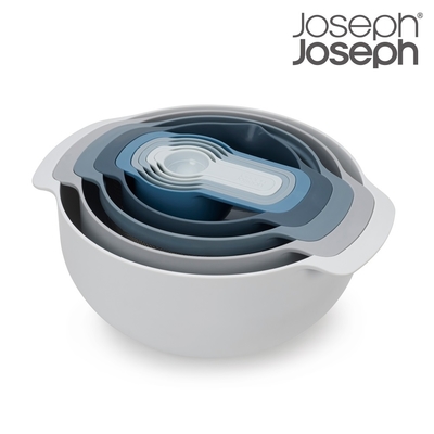 【英國Joseph Joseph】 Nest系列 多功能攪拌量測盆9件組 - 天空藍