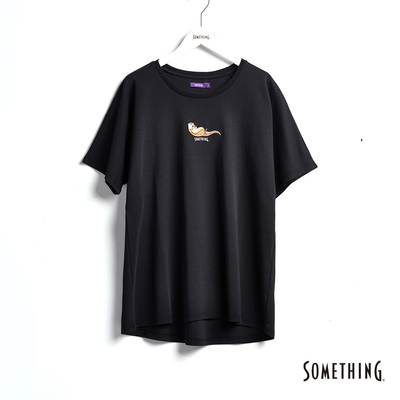 SOMETHING 動物LOGO趣味短袖T恤-女-黑色
