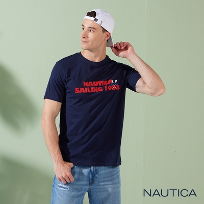 Nautica男裝 品牌LOGO簡約短袖T恤-深藍