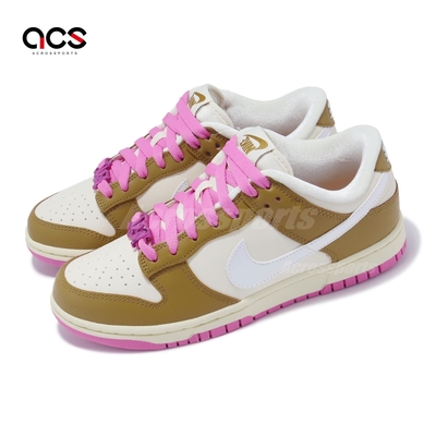 Nike 休閒鞋 Wmns Dunk Low SE Just Do It 女鞋 卡其 粉 皮革 經典 低筒 FD8683-700