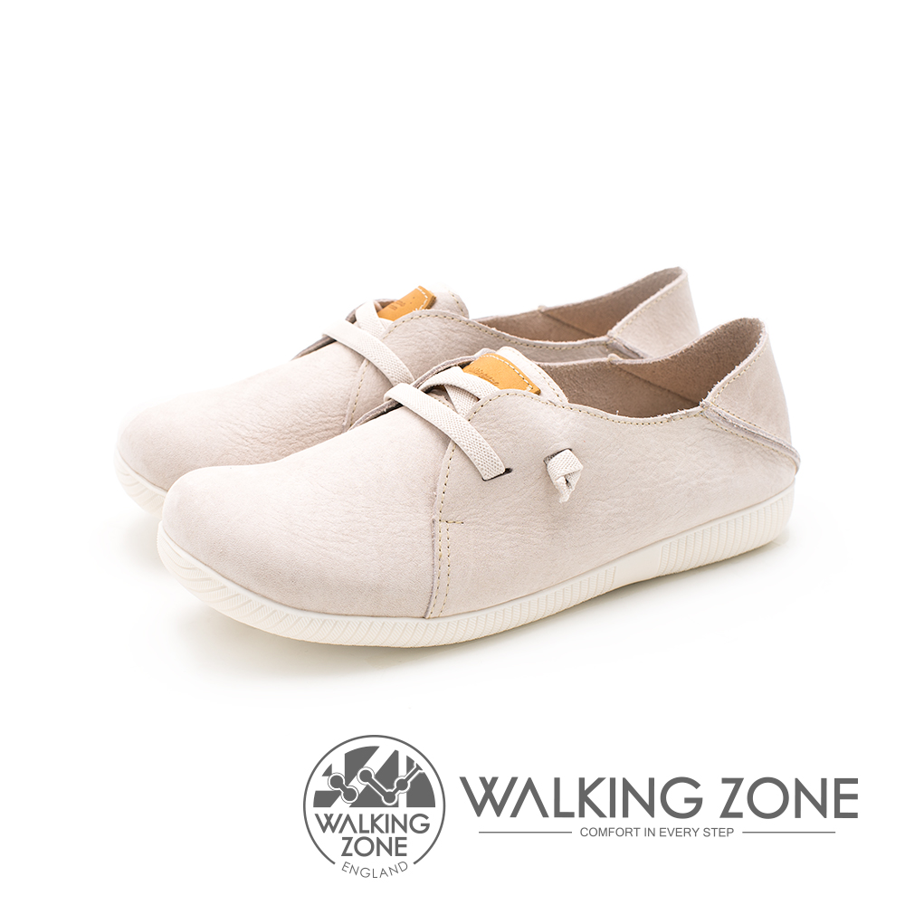 WALKING ZONE 台灣製可踩腳兩穿懶人休閒女鞋-米