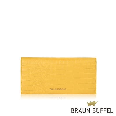 【BRAUN BUFFEL 德國小金牛】台灣總代理 加拉加斯 13卡V型長夾-黃色小蒼蘭/BF806-620-YF