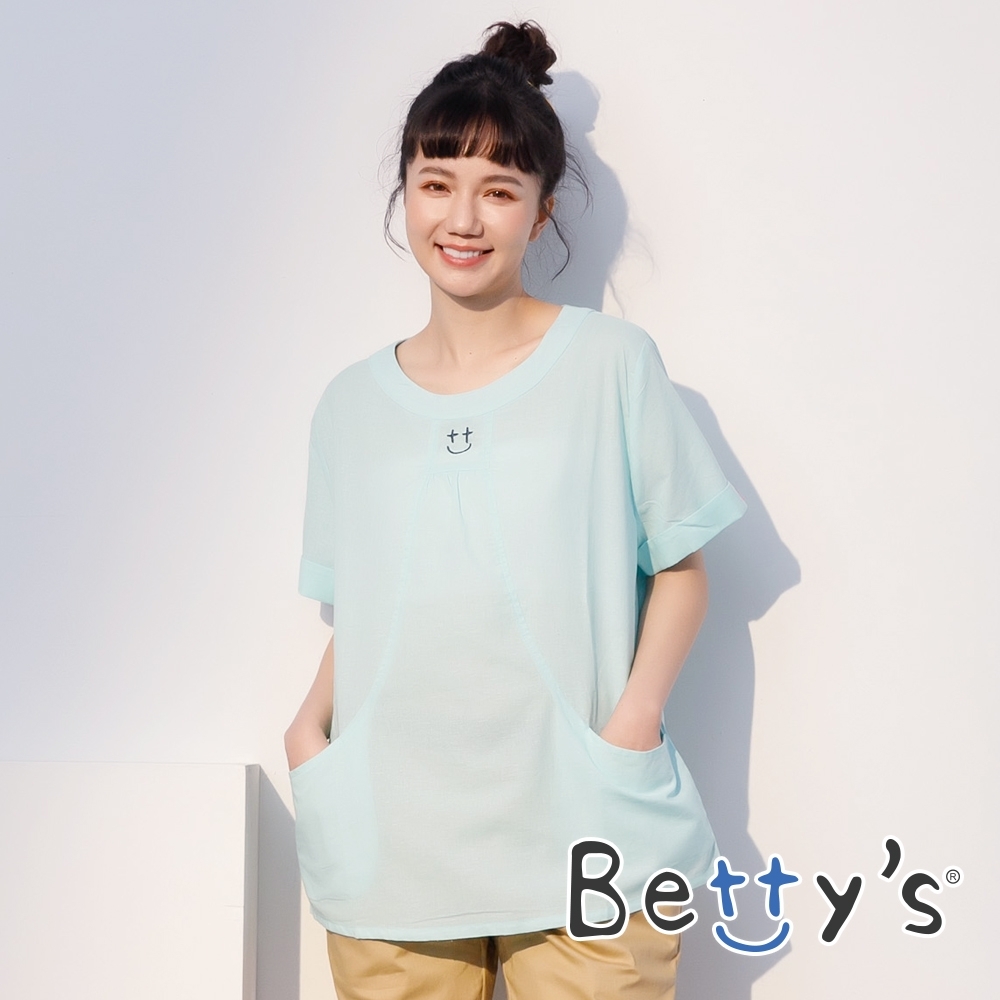 betty’s貝蒂思　日系風格棉麻上衣(水藍)